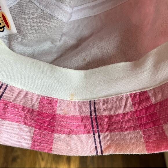 Paul Frank Pink Bucket Hat Plaid 2000s Y2K Vintage Cotton Kidcore Girls One Size - Picture 4 of 5
